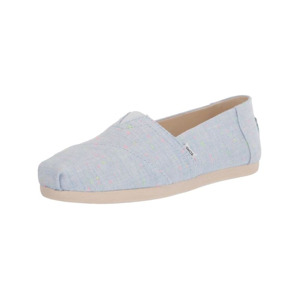 NWT TOMS Womens Light Blue Speckled Recycled Toe Slip On Alpargata Shoes 10